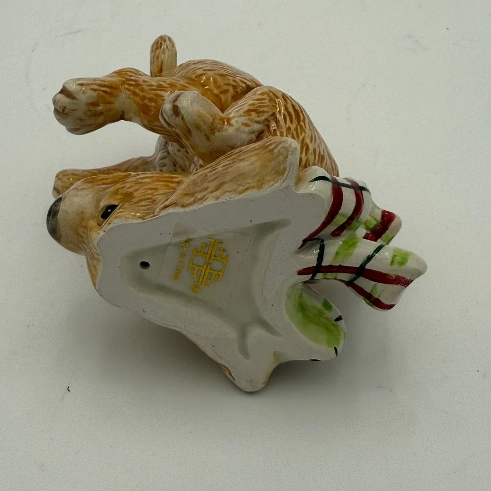 Fitz and Floyd Dear‎ Santa Puppy Dog Figurines Set of 3 Christmas Holiday Decor